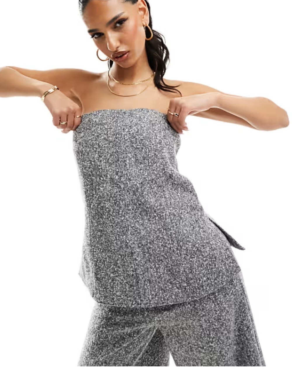 NWT River Island Tweed Strapless Top